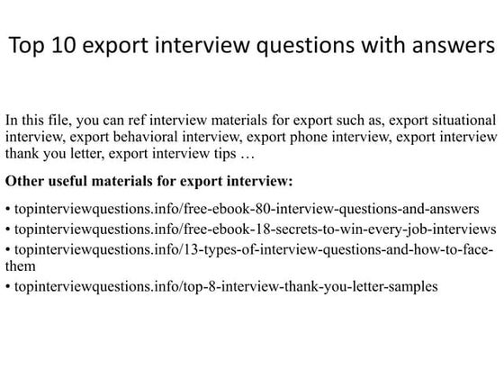 Top 10 export interview questions with answers