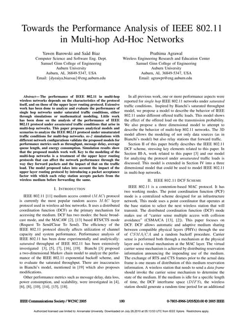 Towards the Performance Analysis of IEEE 802.11 in Multi-hop Ad-Hoc Networks