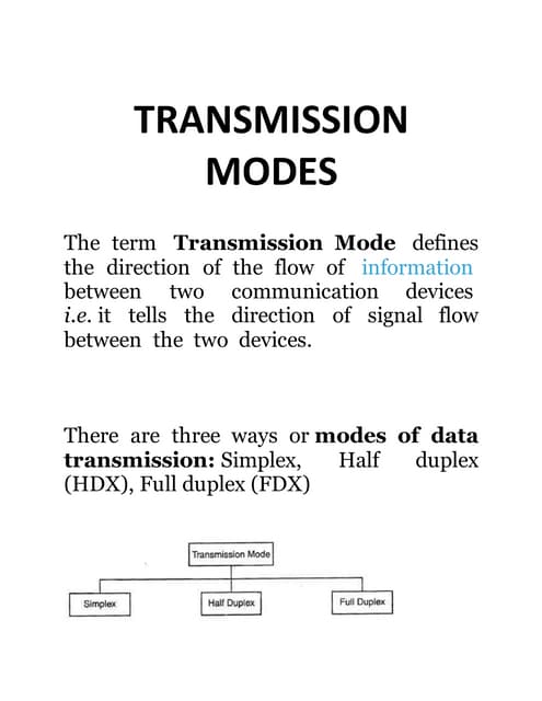 Transmission modes (simplex, duplex &amp; half duplex)