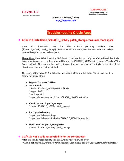 Troubleshooting oracle apps