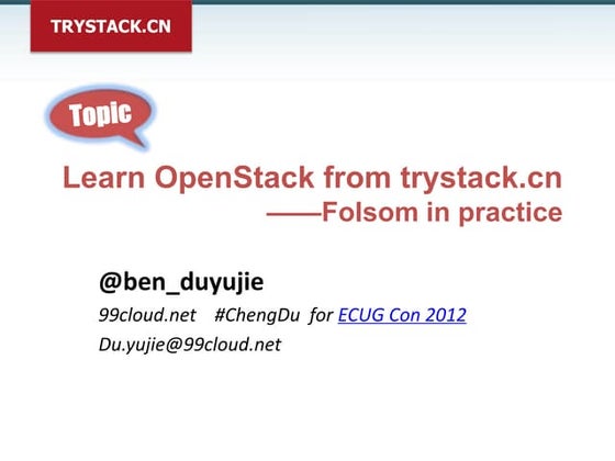 Learn OpenStack from trystack.cn  ——Folsom in practice