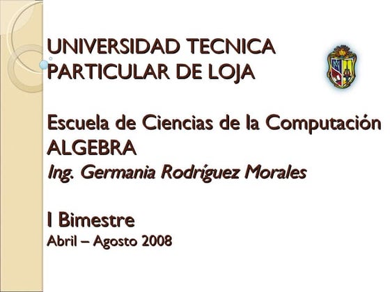 Tutoria Algebra I Bimestre