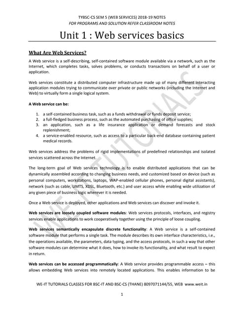 TYBSC CS 2018 WEB SERVICES NOTES