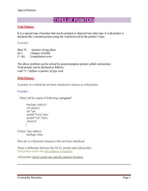 Types of pointer in C