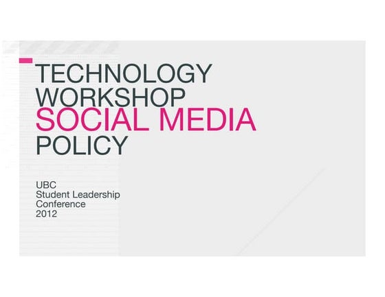 Social Media Policy Workshop - Introduction