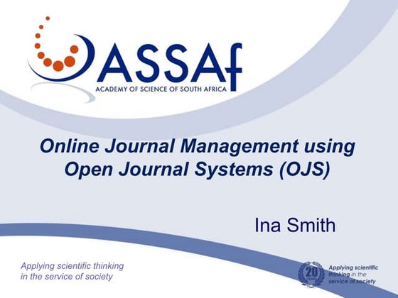 Online Journal Management using Open Journal Systems (OJS)