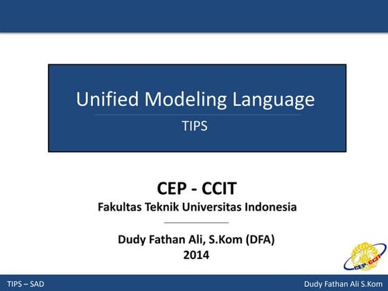 System Analysis and Design - Unified Modeling Language (UML)