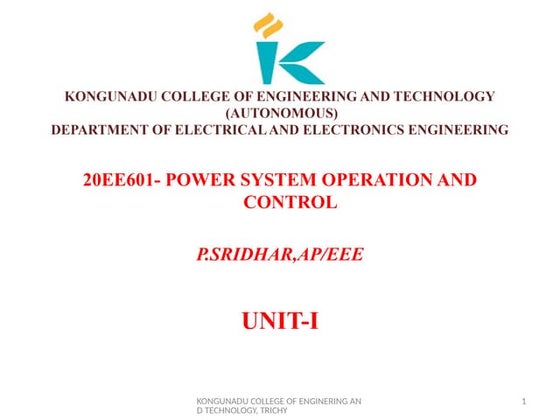 UNIT-1-PPT-Introduction about Power System Operation and Control