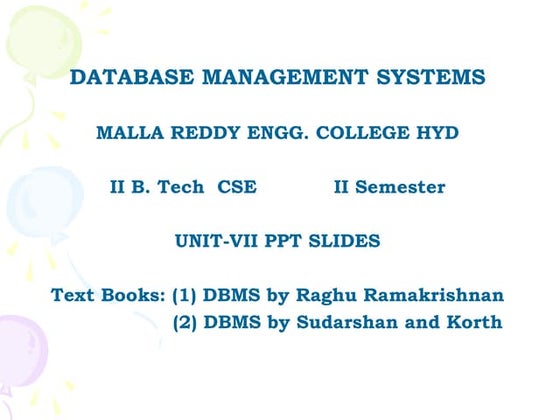 Unit 07 dbms