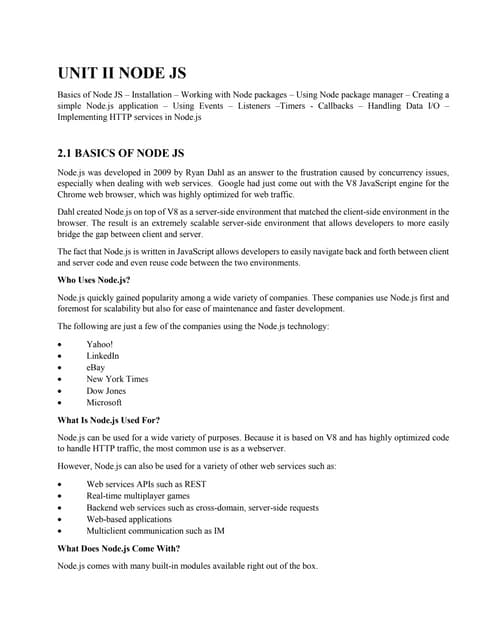 unit 2 of Full stack web development subject