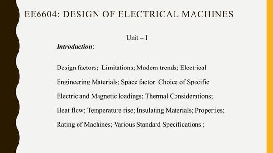 Unit I   design of electrical machines