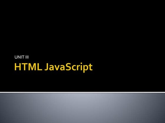 FYBSC IT Web Programming Unit III Javascript