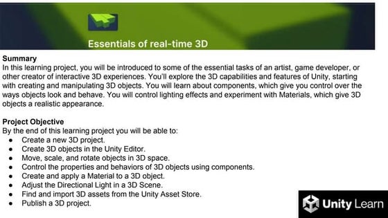 Unity - Building your first real-time 3D project