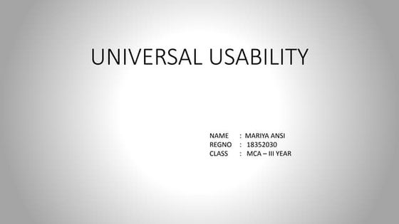 Universal usability