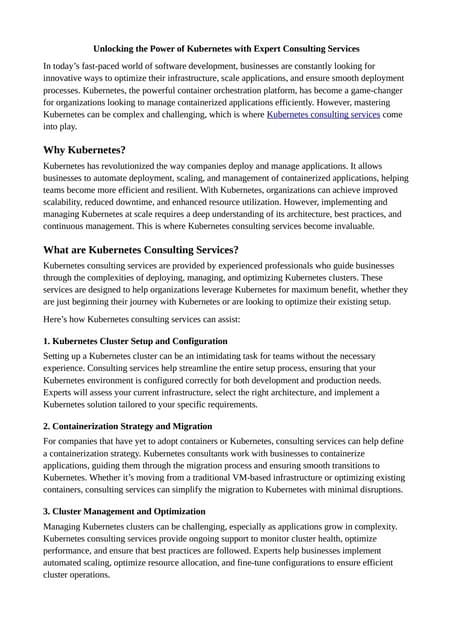 Unlocking the Power of Kubernetes with Expert Consulting Services.pdf
