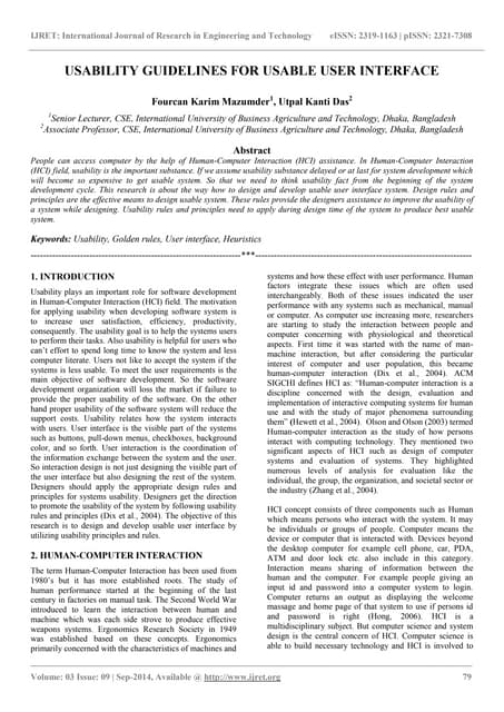 Usability guidelines for usable user interface