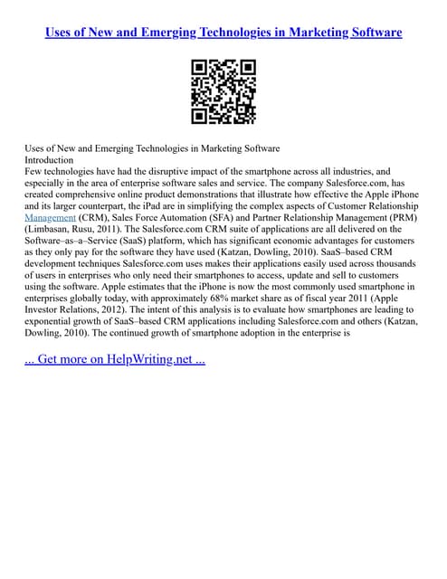 Uses Of New And Emerging Technologies In Marketing Software