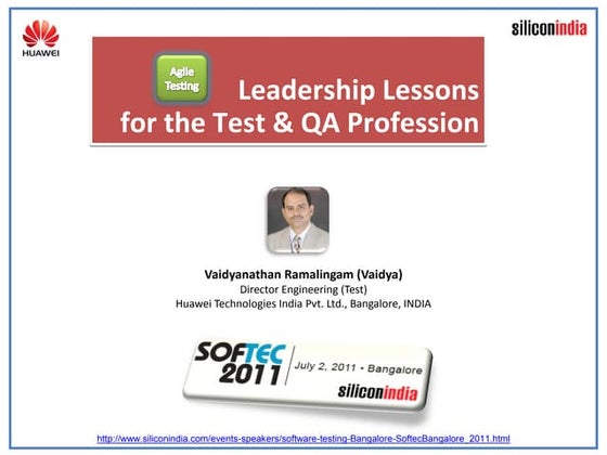 Vaidyanathan Ramalingam_Iterative Testing_SOFTEC_2_July2011_Silicon India Con...