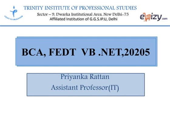 FEDT  VB  NET- Creating VB .Net Project 