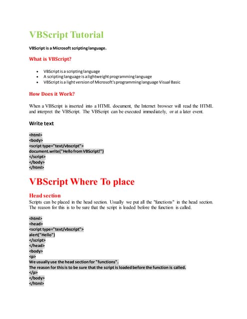 Vb script tutorial