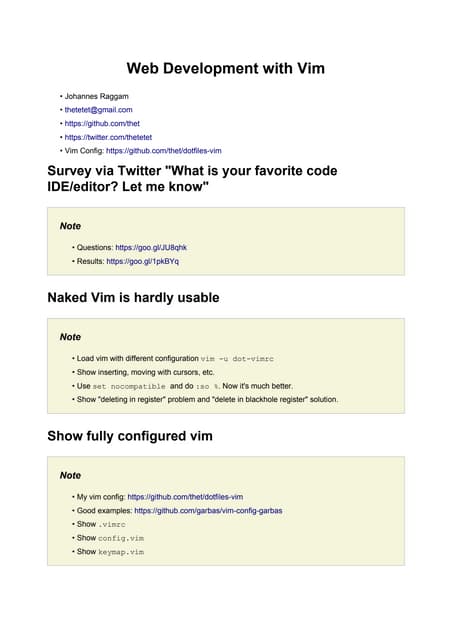 Web Development with Vim by Johannes Raggam
