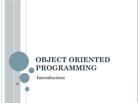 introduction to object oriented programming