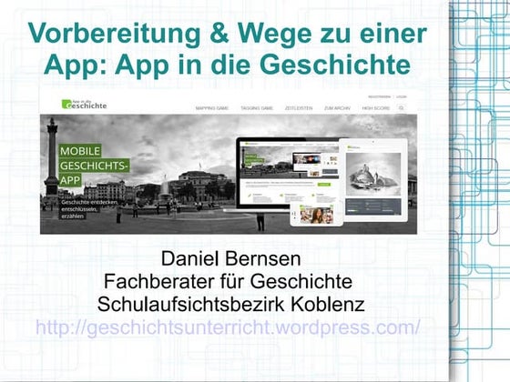  Weg zu einer App. Beispiel: App in die Geschichte