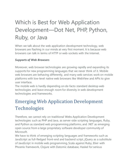  Which is Best for Web Application Development—Dot Net, PHP, Python, Ruby, or...