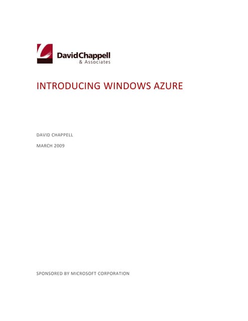 Windows Azure David Chappell White Paper March 09