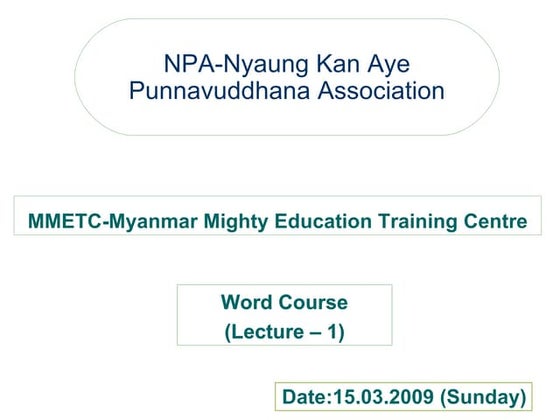 Word Lecture 1