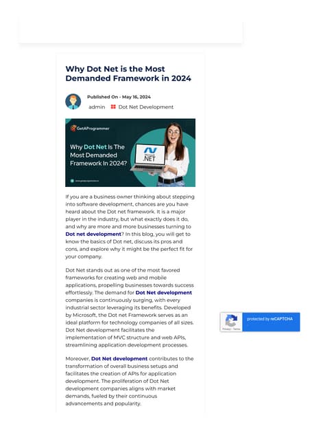 Why Dot Net is the Most Demanded Framework in 2024