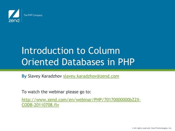 Introduction to column oriented databases in PHP