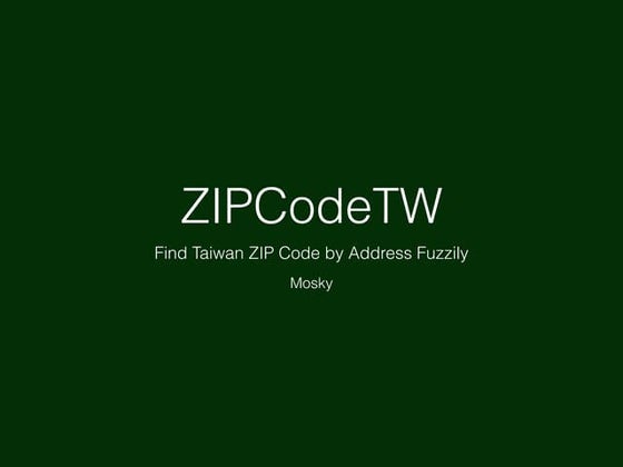 ZIPCodeTW: Find Taiwan ZIP Code by Address Fuzzily