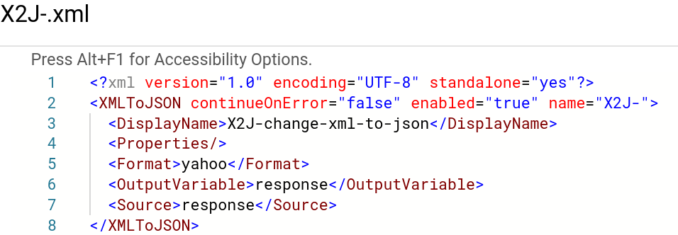 將「change-xml-to-json」新增至政策名稱。