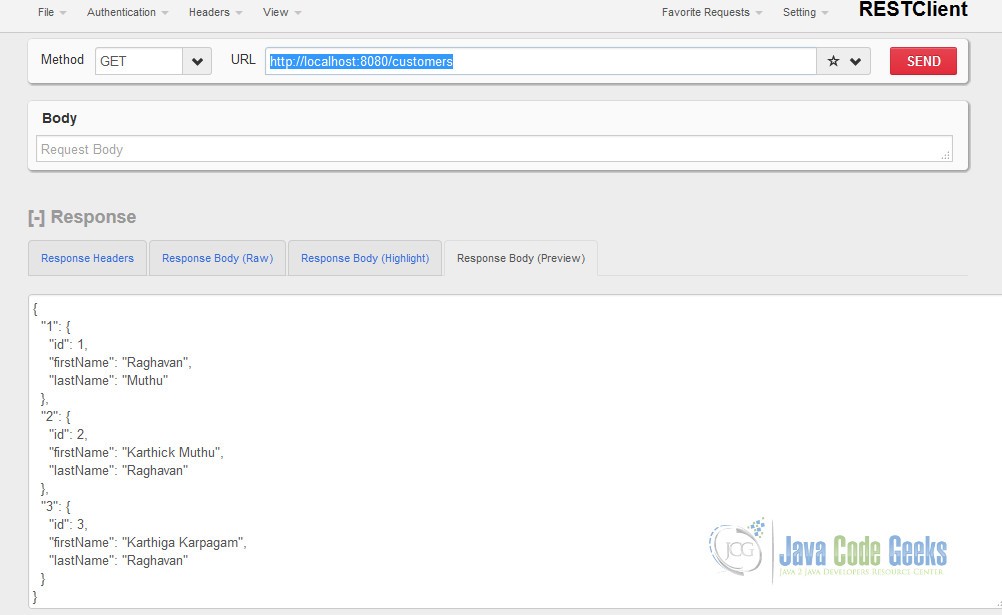 RESTClient - Verify all the customers before deletion