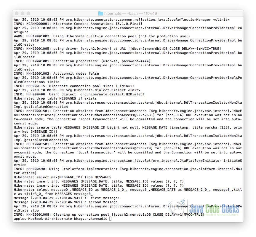 Spring vs Hibernate - Hibernate App