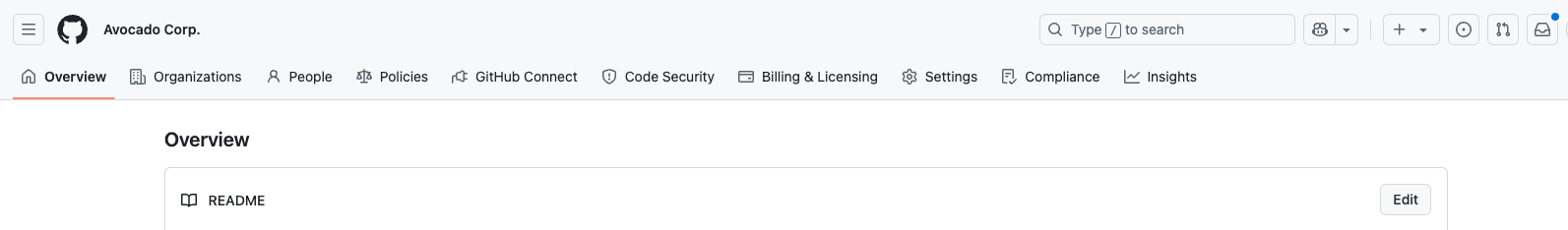 Screenshot of the new enterprise account navigation