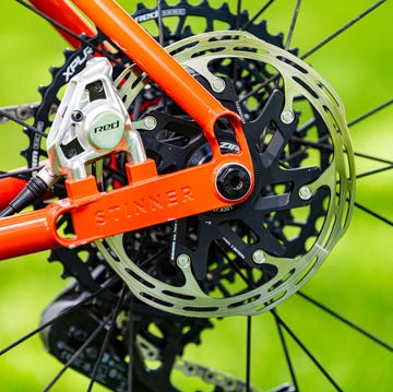 a sram red disc brake caliper on a stinner titanium bike a sram red disc brake caliper on a stinner titanium bike