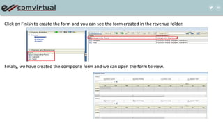 Click on Finish to create the form and you can see the form created in the revenue folder.
Finally, we have created the composite form and we can open the form to view.
 