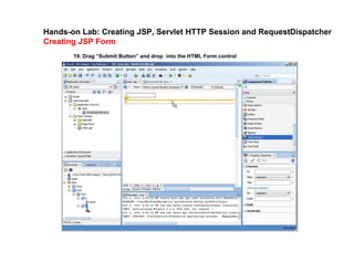 Hands-on Lab: Creating JSP, Servlet HTTP Session and RequestDispatcher
Creating JSP Form
19. Drag “Submit Button” and drop into the HTML Form control
 