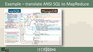 Example – translate ANSI SQL to MapReduce
 