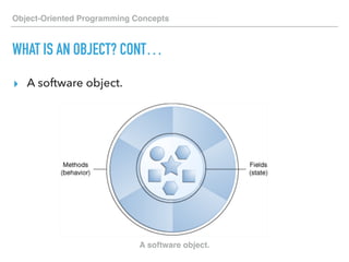 Object-Oriented Programming Concepts
WHAT IS AN OBJECT? CONT…
▸ A software object.
A software object.
 