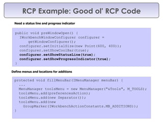 Product branding has not been critical path RCP users not served well out of the box 