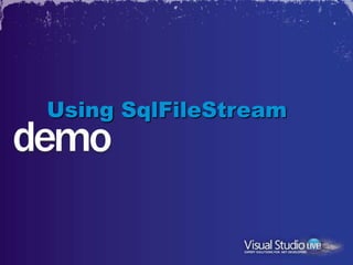 Using SqlFileStream
 