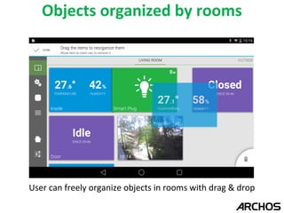 Objects organized by rooms 
User can freely organize objects in rooms with drag & drop 
 