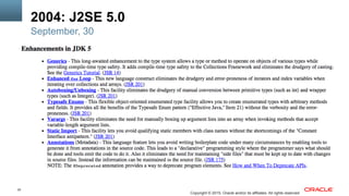 22
Copyright © 2015, Oracle and/or its affiliates. All rights reserved
2004: J2SE 5.0
September, 30
 
