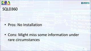 74
SQLD360
• Pros: No Installation
• Cons: Might miss some information under
rare circumstances
 