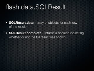 SQLite in Adobe AIR