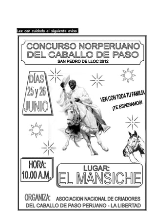 Lee con cuidado el siguiente aviso.
 