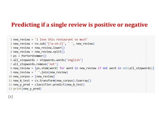 Predicting if a single review is positive or negative
 
